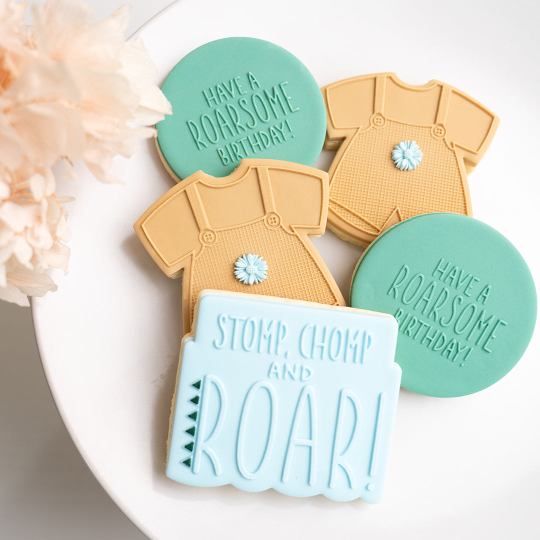 Stomp, chomp and roar! stamp with matching cutter