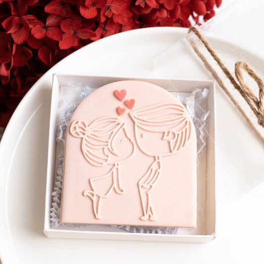 Sweet couple LARGE stamp with matching cutter