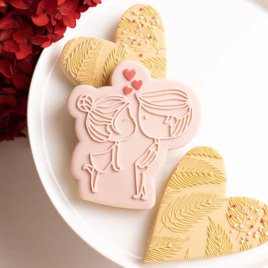 Sweet couple LARGE stamp with matching cutter