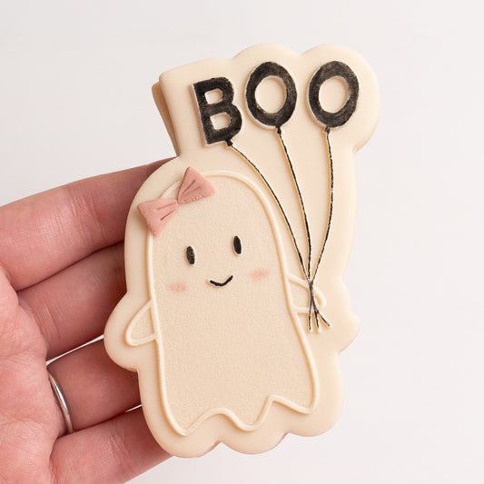 Ghost with balloons stamp with matching cutter