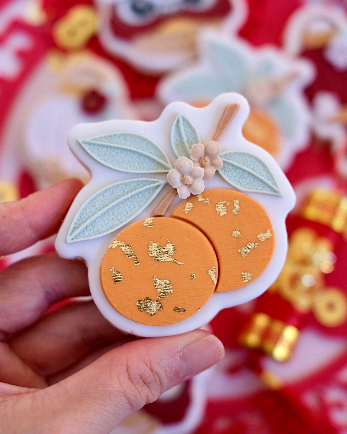 Tangerines stamp with matching cutter