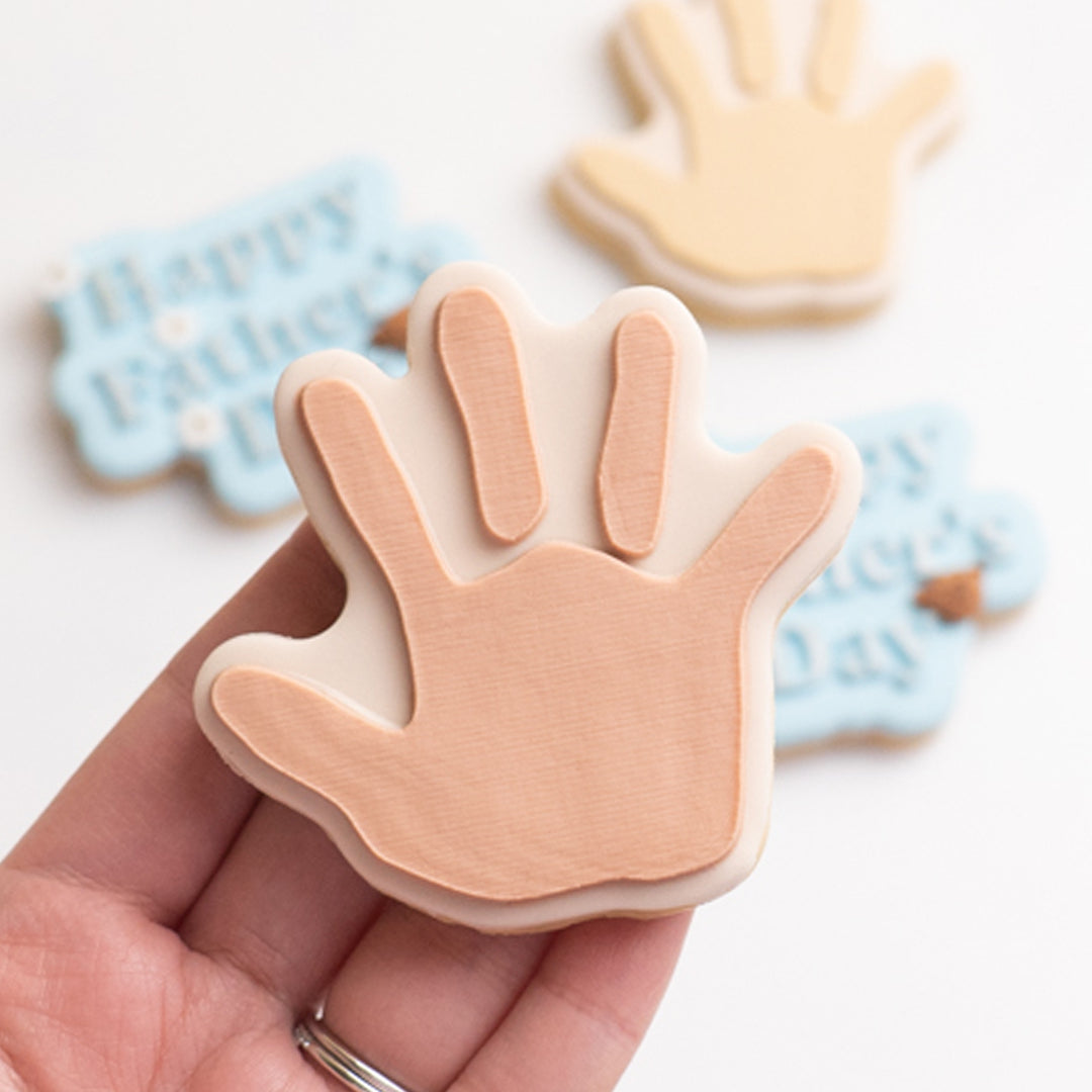 Handprint stamp with matching cutter
