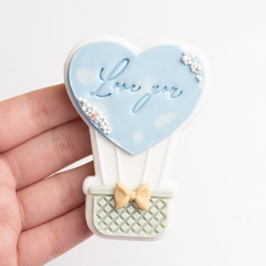 Heart hot air balloon (2023) stamp with matching cutter