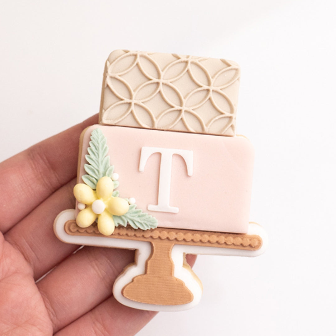 Two tiered cake stamp with matching cutter ( Extra 2 x cake part cutter included)