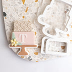 Two tiered cake stamp with matching cutter ( Extra 2 x cake part cutter included)