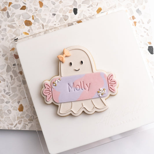 Ghost candy plaque stamp with matching cutter