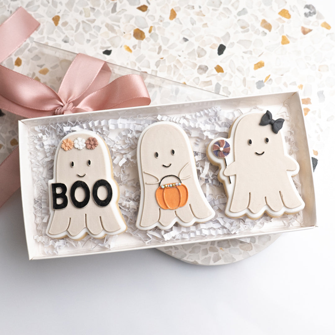 Ghost with lollipop stamp with matching cutter