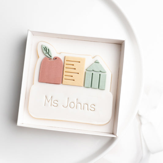 School fun plaque stamp with matching cutter