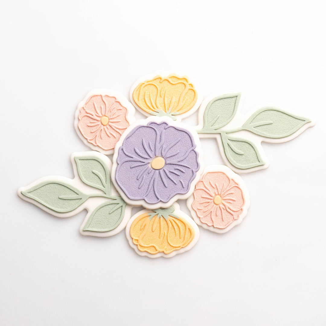 Spring flower bud stamp with matching cutter