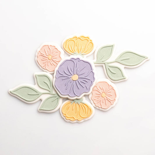 Spring flower LARGE stamp with matching cutter