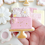 Two tiered cake stamp with matching cutter ( Extra 2 x cake part cutter included)