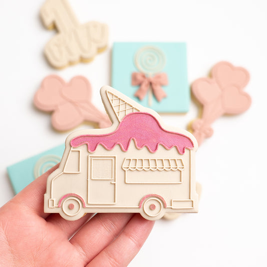 Ice cream truck stamp with matching cutter