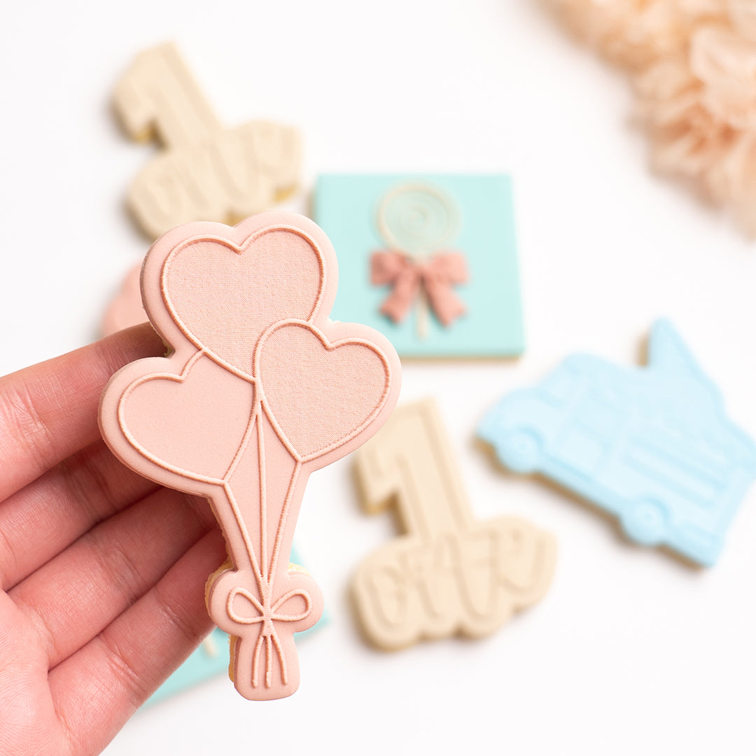 Heart balloons stamp with matching cutter