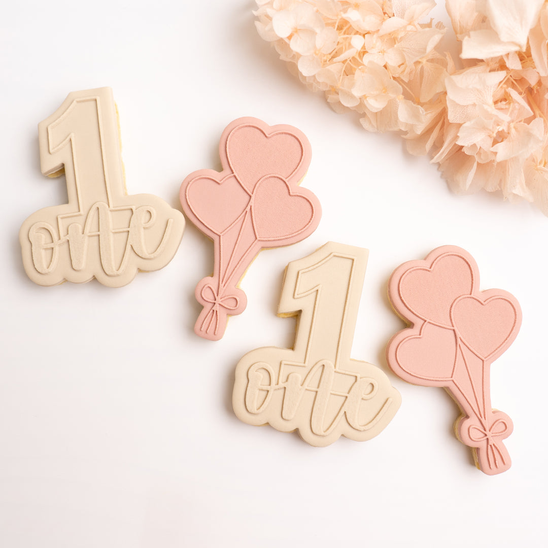 Heart balloons stamp with matching cutter