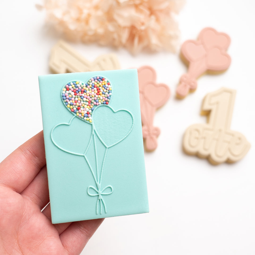 Heart balloons stamp with matching cutter