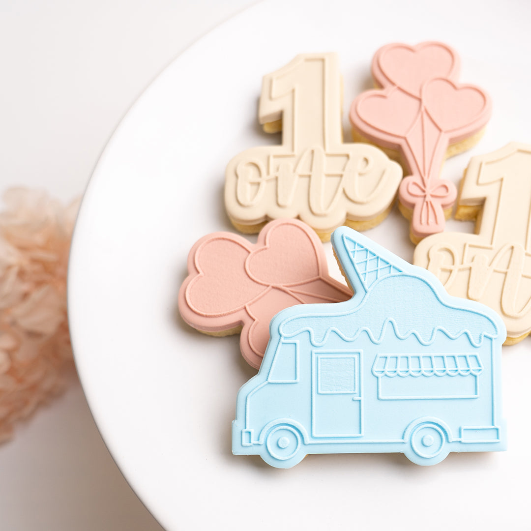 Ice cream truck stamp with matching cutter