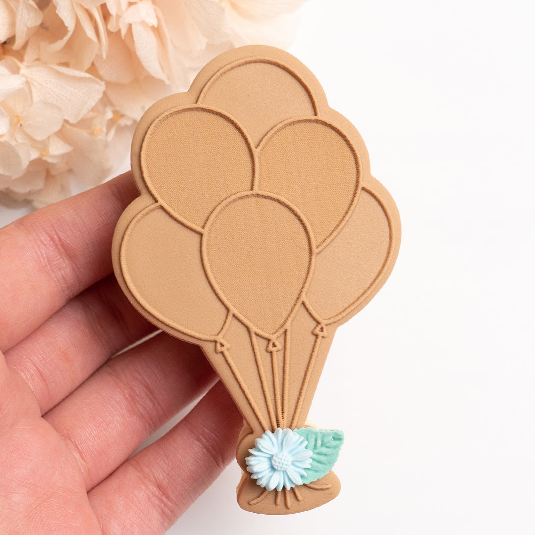 Birthday balloons stamp with matching cutter