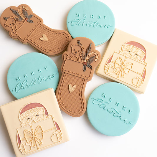 Teddy bear stocking stamp with matching cutter (Please choose option)