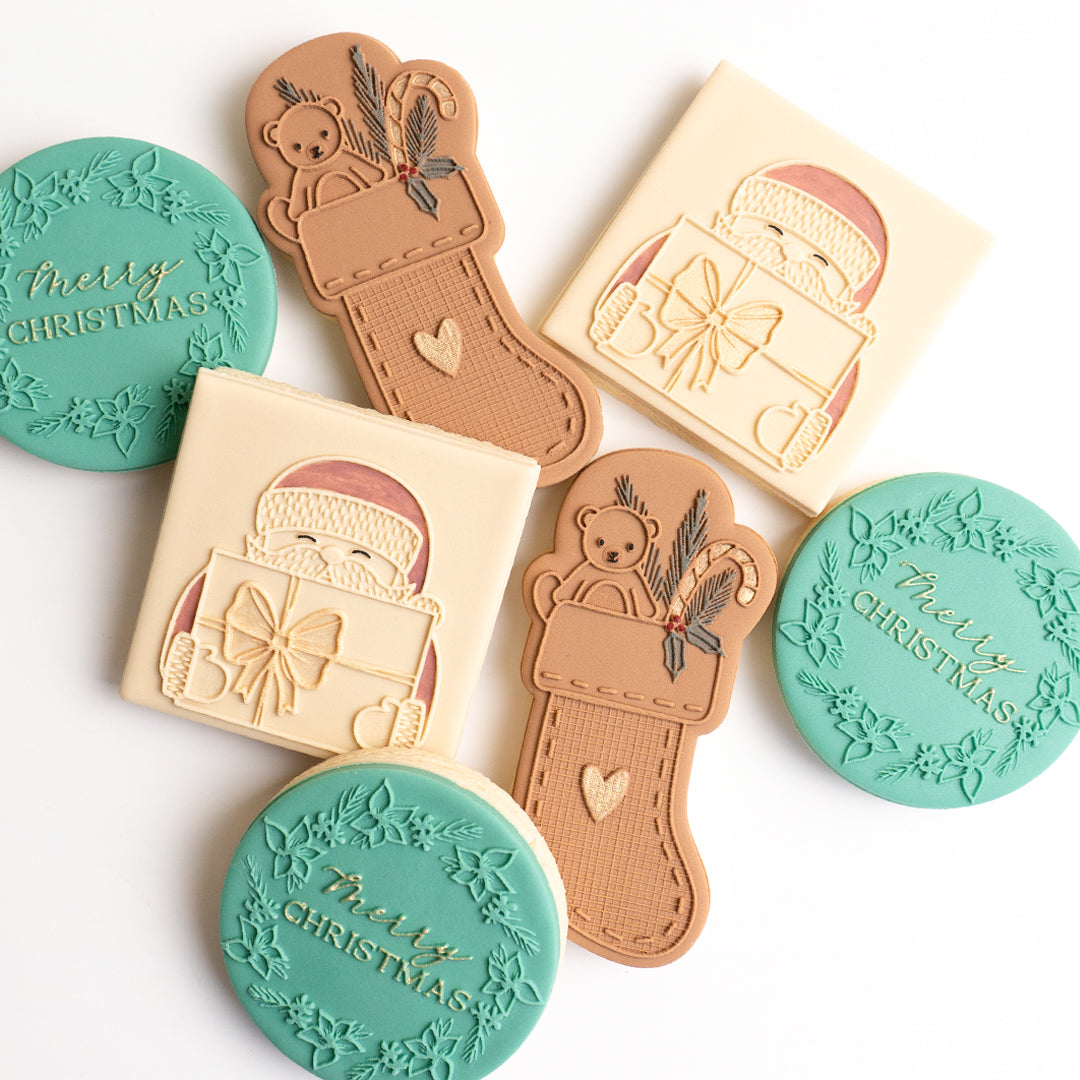 Christmas Poinsettia Wreath GENERIC/with Merry Christmas text stamp