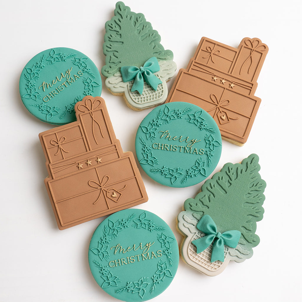 Christmas Poinsettia Wreath GENERIC/with Merry Christmas text stamp