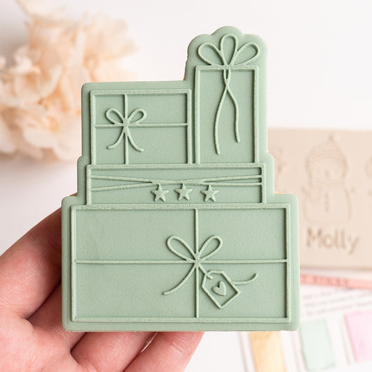 Presents stack stamp with matching cutter