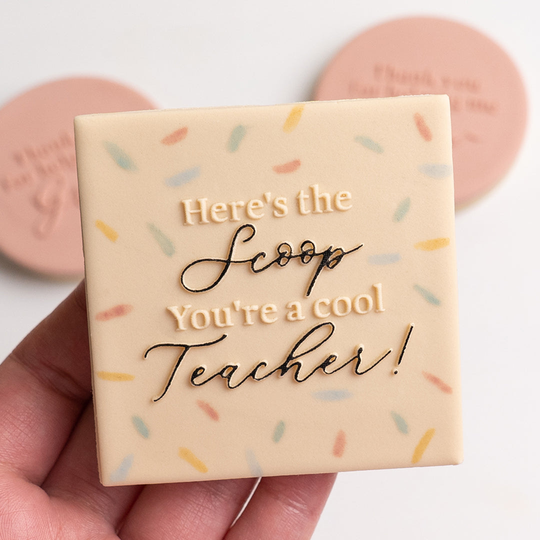 Here's the scoop you're a cool teacher stamp