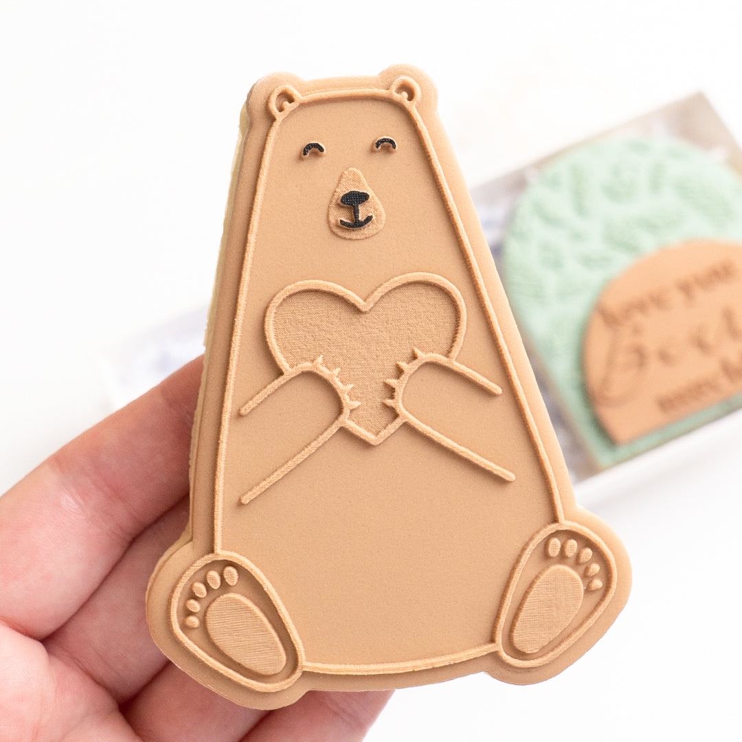 Bear with heart stamp (with matching cutter option)