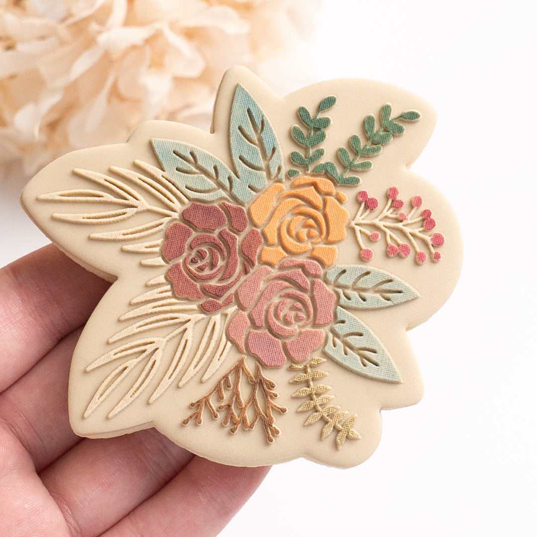 Flower bouquet stamp with matching cutter