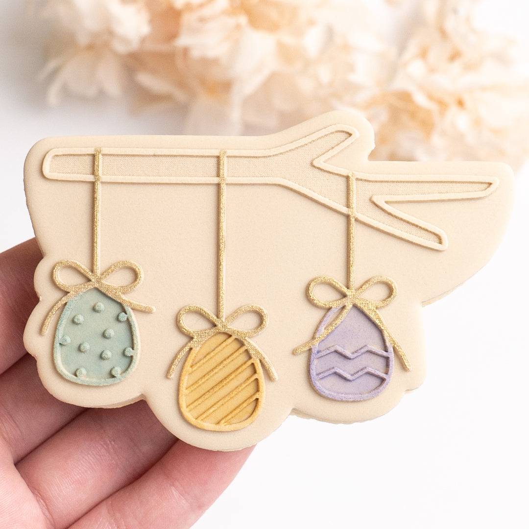 Hanging Easter eggs stamp with matching cutter