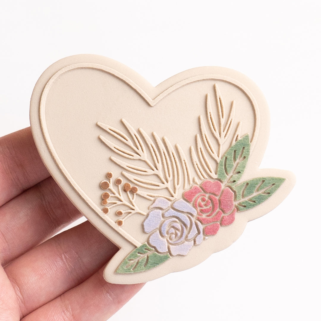 Floral heart stamp with matching cutter