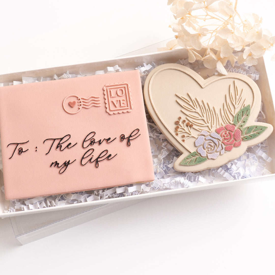 Floral heart stamp with matching cutter