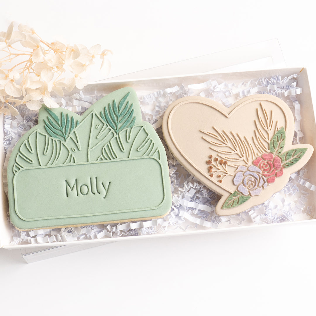 Floral heart stamp with matching cutter