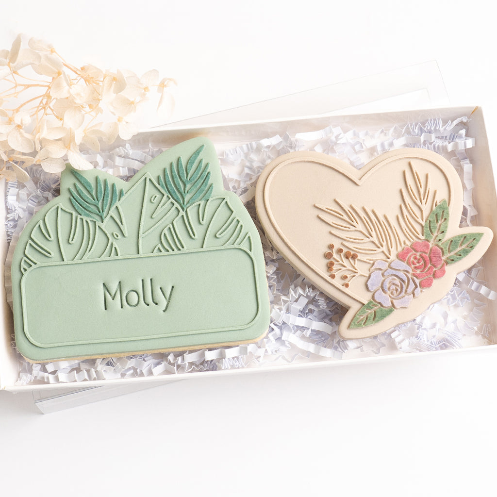 Floral heart stamp with matching cutter