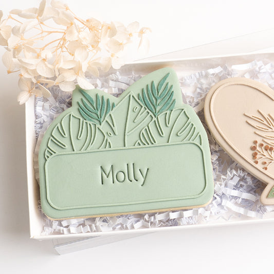 Tropical frame stamp with matching cutter