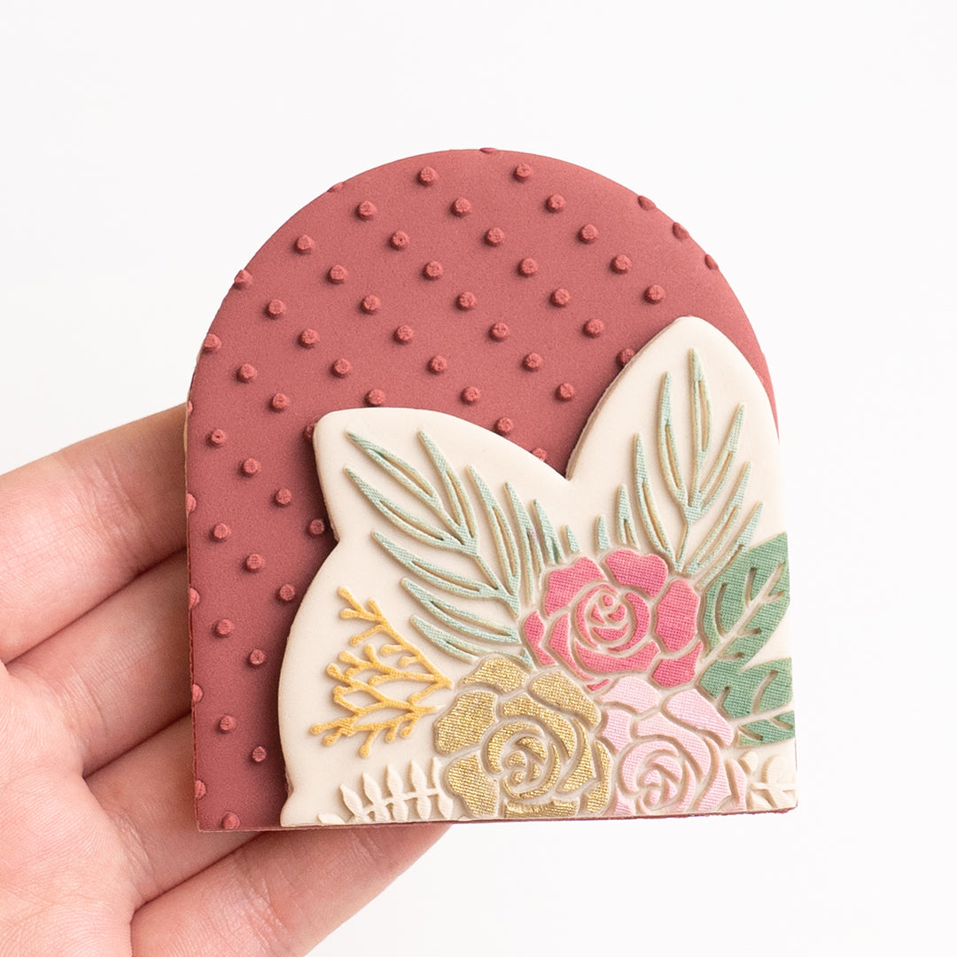 Flower bouquet stamp with matching cutter