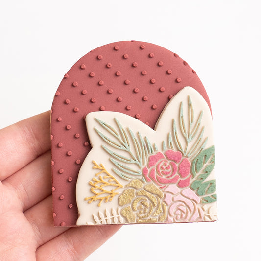 Flower bouquet stamp with matching cutter