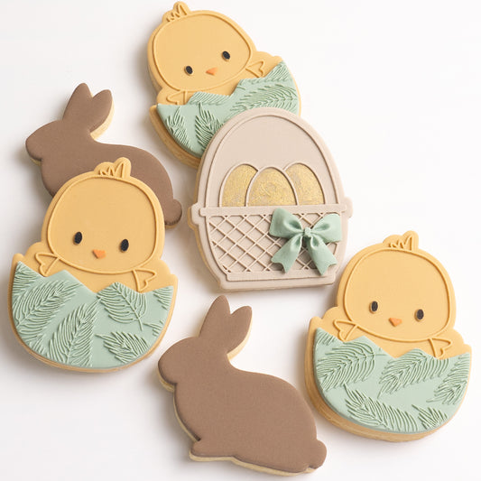 Easter basket stamp with matching cutter