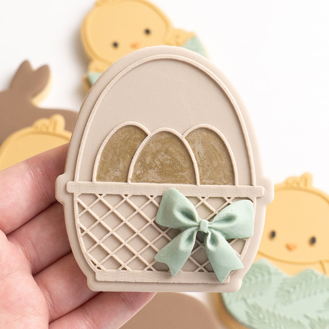Easter basket stamp with matching cutter