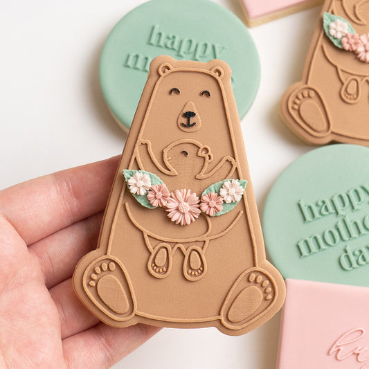 Bear with cub stamp (with matching cutter option)