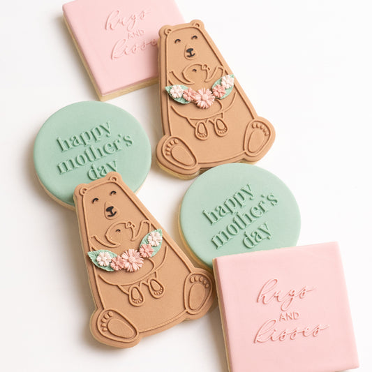 Bear with cub stamp (with matching cutter option)