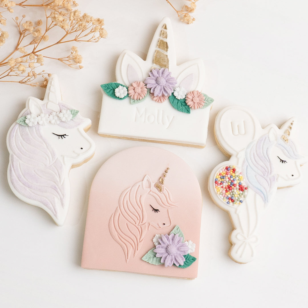 Unicorn plaque stamp with matching cutter