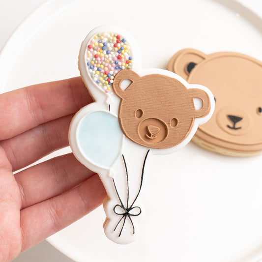 Teddy balloons stamp with matching cutter