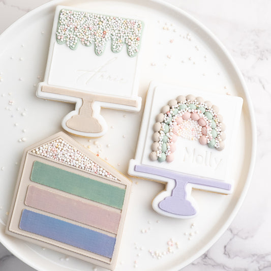 Cake slice stamp with matching cutter