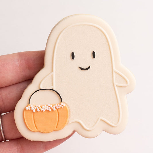 Trick or treat ghost stamp with matching cutter