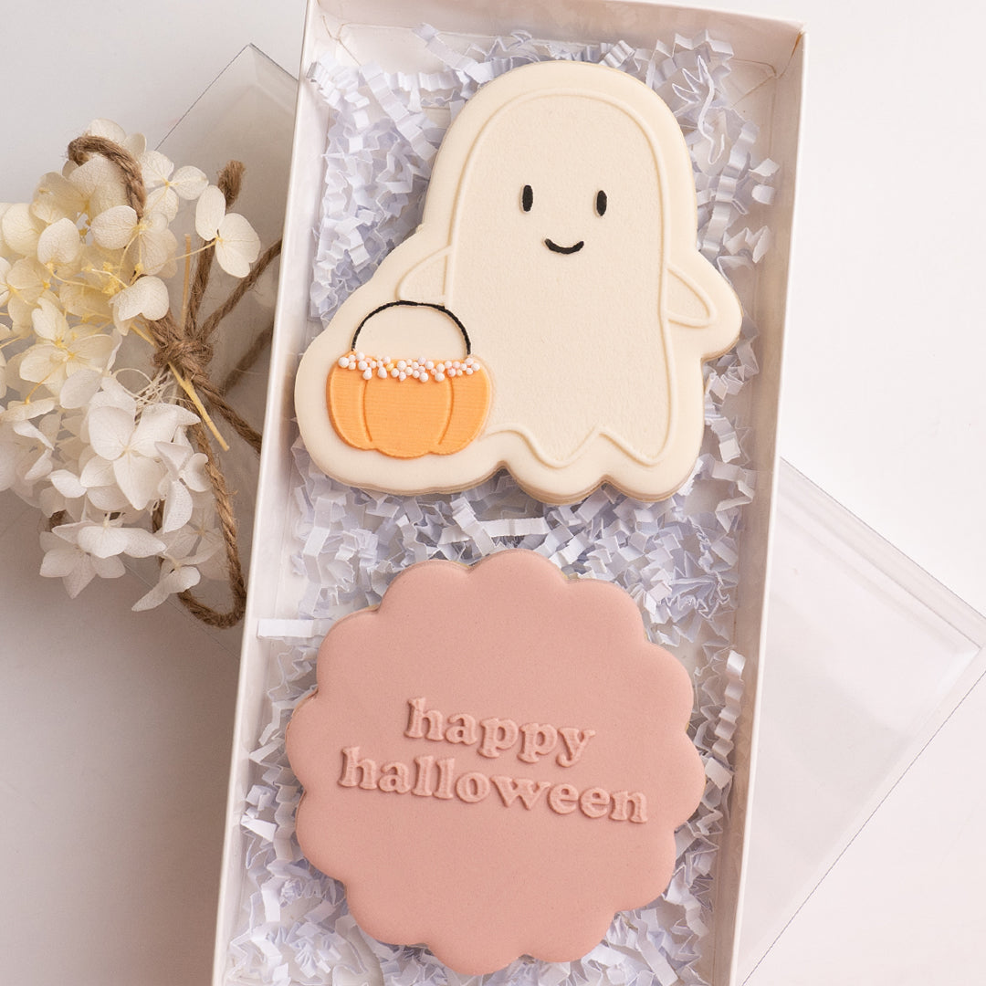 Trick or treat ghost stamp with matching cutter