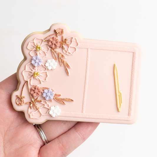 Floral book stamp with matching cutter