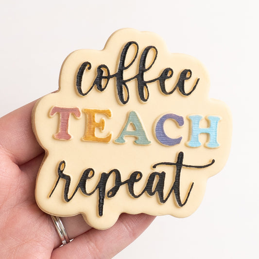 Coffee teach repeat stamp with matching cutter