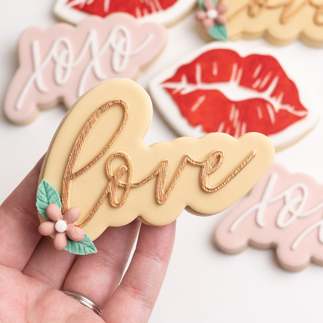 Love stamp with matching cutter