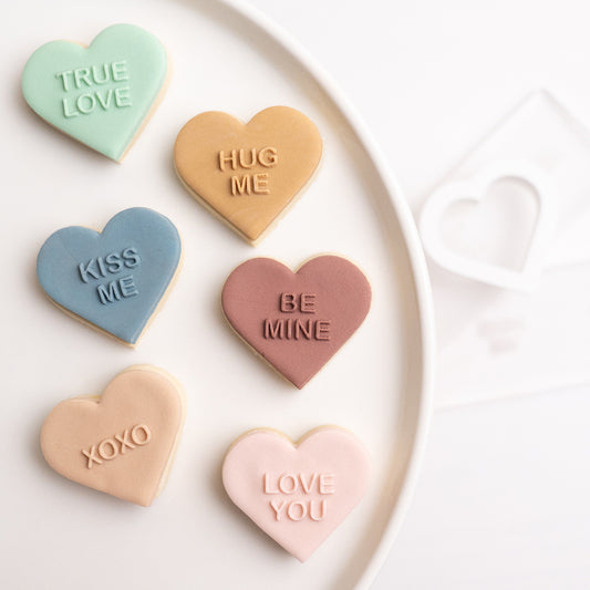 Valentines mini text stamp with heart cutter