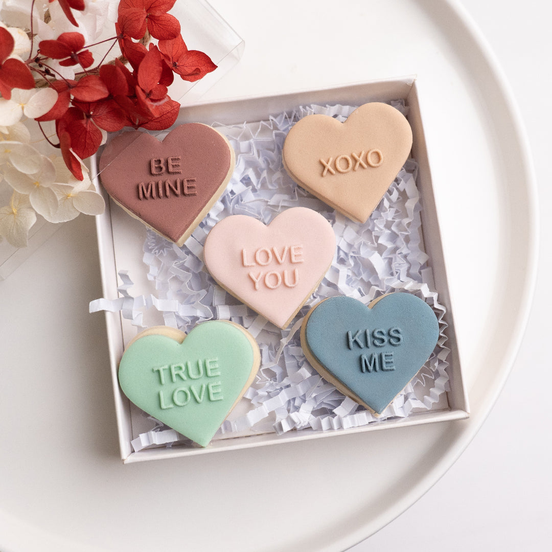 Valentines mini text stamp with heart cutter